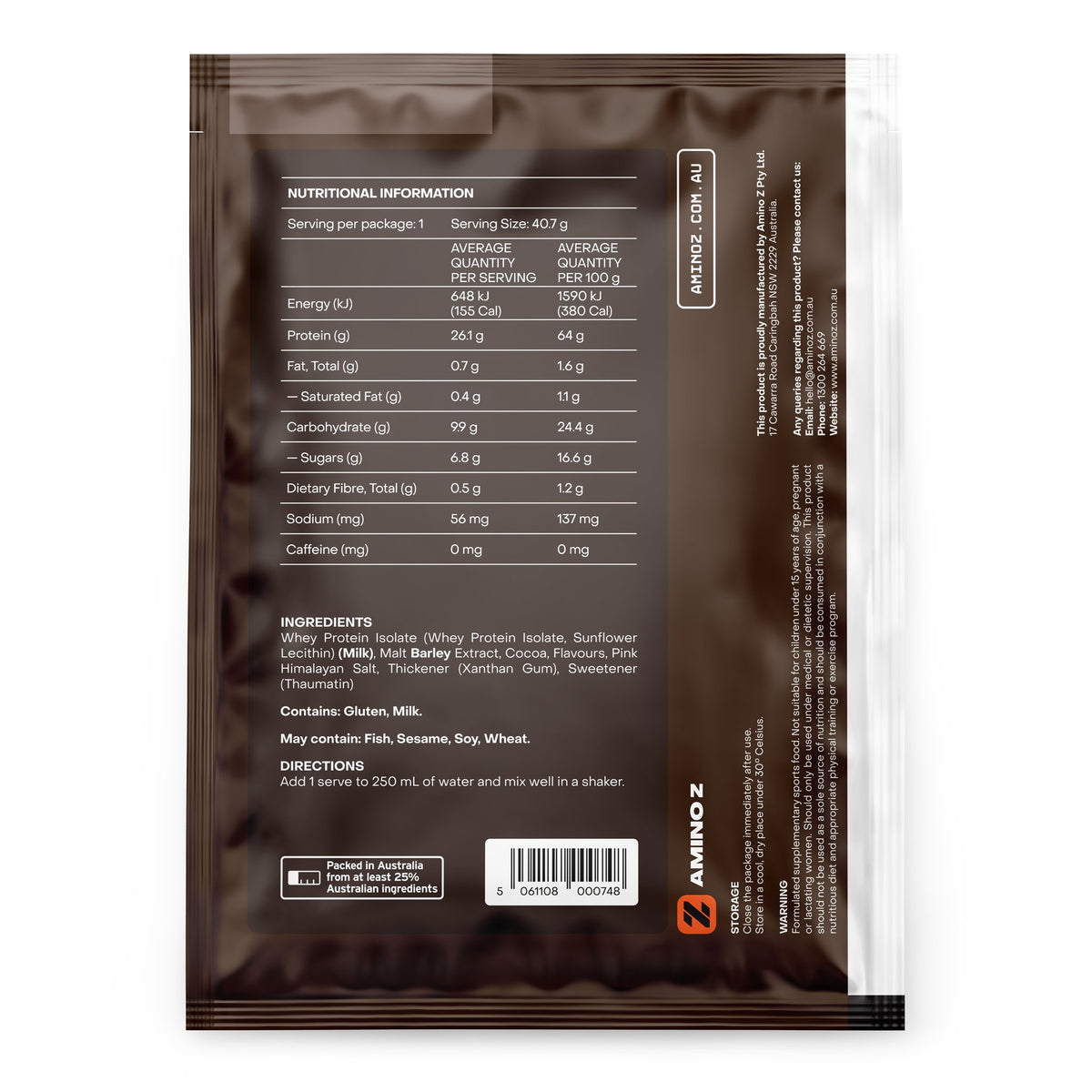 Aussie Choc Malt Whey Protein Isolate