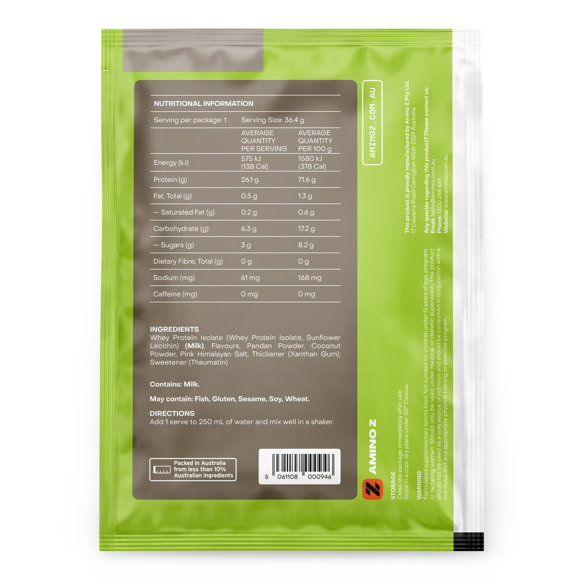 Pandan and Coconut Whey Protein Isolate